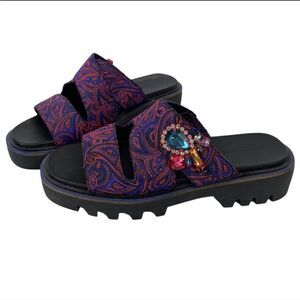 ZARA EMBROIDERED TRACK SOLE PURPLE  BAROK SANDALS JEWEL BROOCH 38